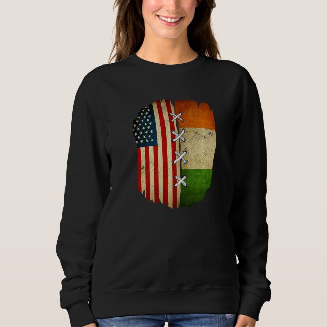 Half American Half Irish USA Ireland Flag Premium T Shirt (Framsida)