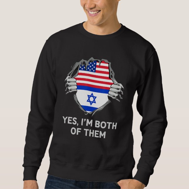 Half American Half Israeli USA Israel Flag Mens Wo Lång Ärmad Tröja (Framsida)