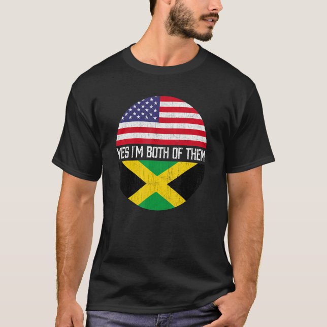 Half American Half Jamaican Usa Flag Family Herita T Shirt (Framsida)