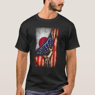Half American Half Japanese Usa Japan Flag Hand He T Shirt