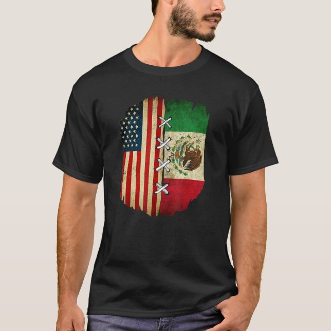 Half American Half Mexican USA Flag Mexico Flag T Shirt (Framsida)