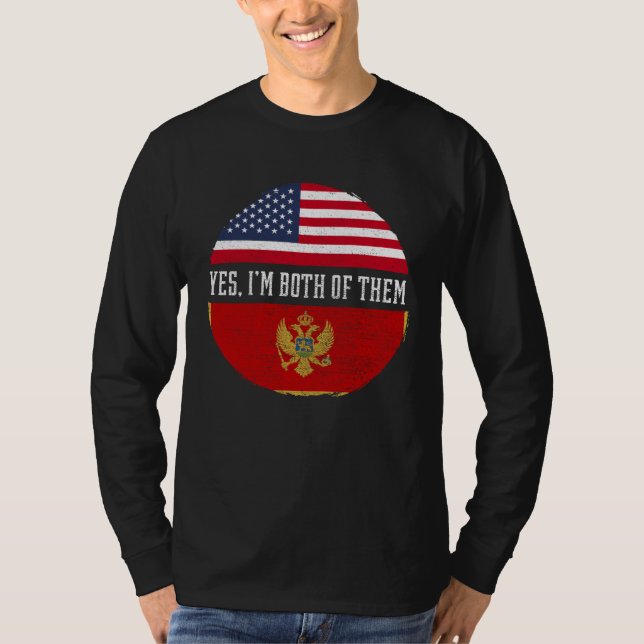 Half American Half Montenegrin USA Flag Montenegro T Shirt (Framsida)