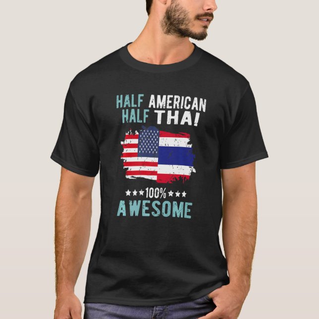 Half American Half Thai T Shirt (Framsida)