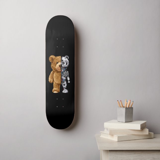 Half Bear Half Robot Mini Skateboard Bräda 18,5 Cm (Väggkonst)
