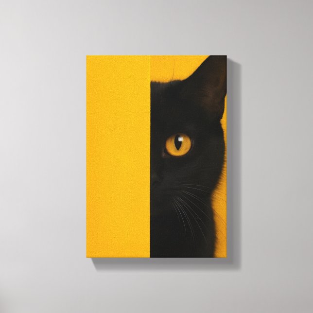 Half-Black Cat Minimalist Canvas Art (Framsida)