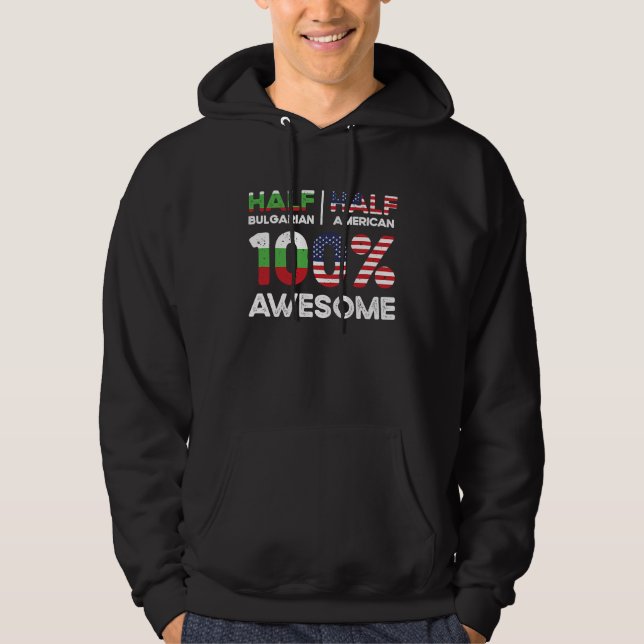 Half Bulgarian Bulgaria American USA Citizenship Hoodie (Framsida)