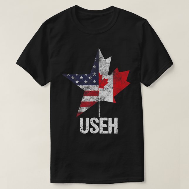 Half Canadian American USEH Canada USA Flag United T Shirt (Design framsida)