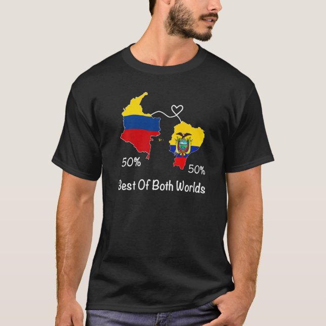 Half Colombian Half ecuadorian Flag Map Ecuador Co T Shirt (Framsida)