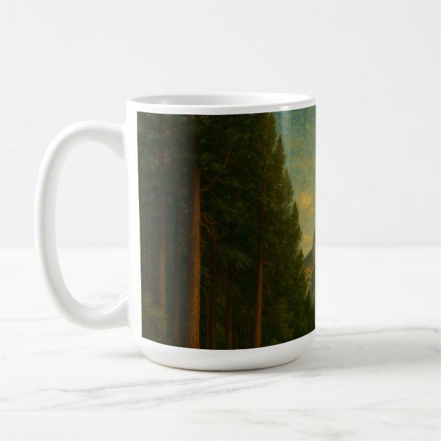 Half Dome och träd från Yosemite Valley  Kaffemugg (Vänster)