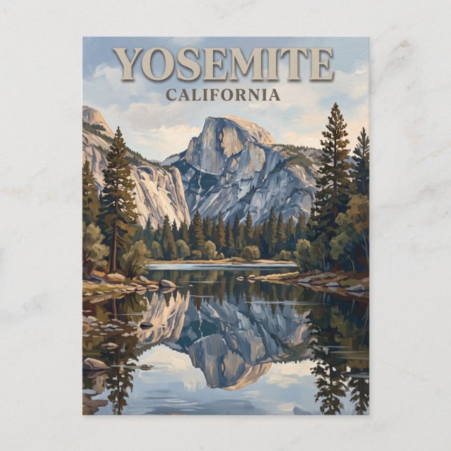 Half Dome-reflektion vid Mirror Lake Yosemite Vykort (Framsida)