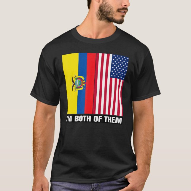 Half Ecuadorian Half American USA DNA Ecuador Heri T Shirt (Framsida)
