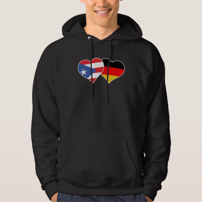 Half German Half Puerto Rican Flag Heart Puerto Ri Hoodie (Framsida)