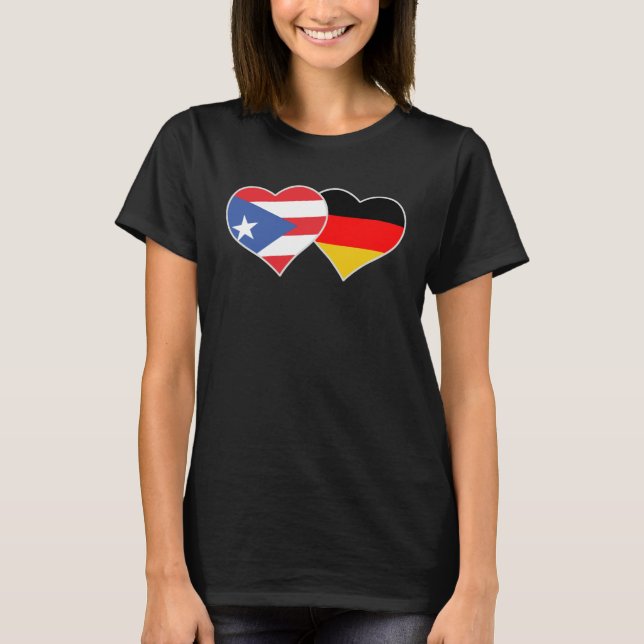 Half German Half Puerto Rican Flag Heart Puerto Ri T Shirt (Framsida)