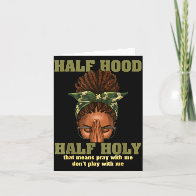 Half Hood Half Holy Pray Christian African Afro Bl Kort (Framsida)