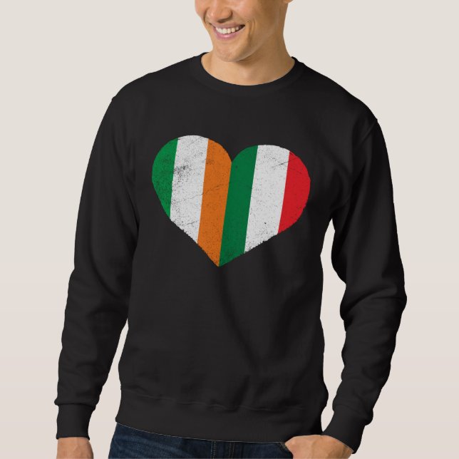Half Irish Half Italian Heart Ireland Italy Irish  Lång Ärmad Tröja (Framsida)