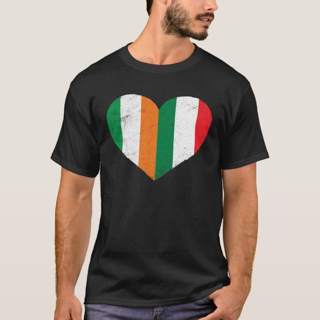 Half Irish Half Italian Heart Ireland Italy Irish  T Shirt (Framsida)