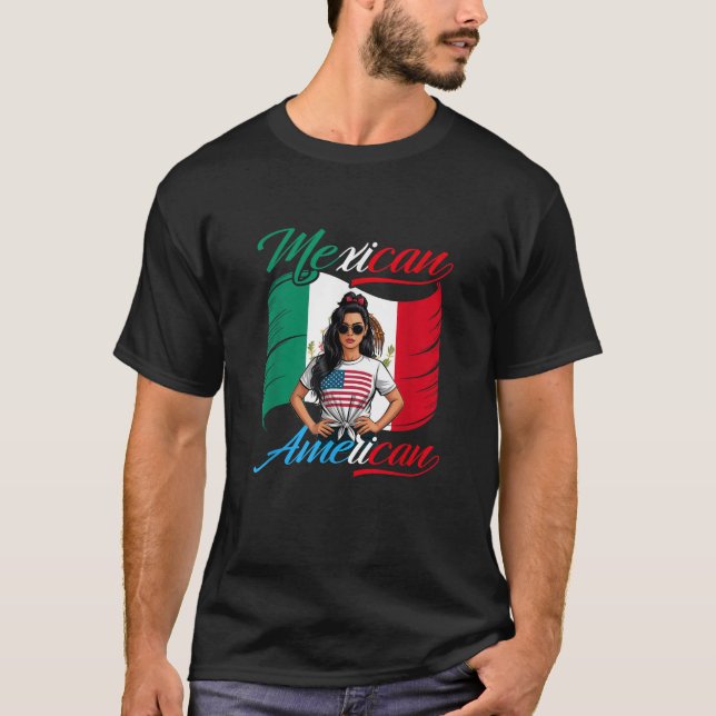 Half Mexican Half American Usa Flag Mexico America T Shirt (Framsida)