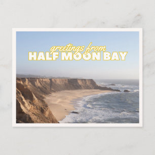 Half Moon Bay Beach Foto Retro Vintage Resa Vykort