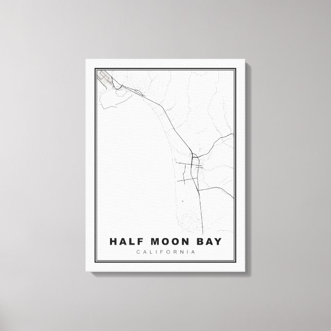 Half Moon Bay Karta Canvastryck (Framsida)