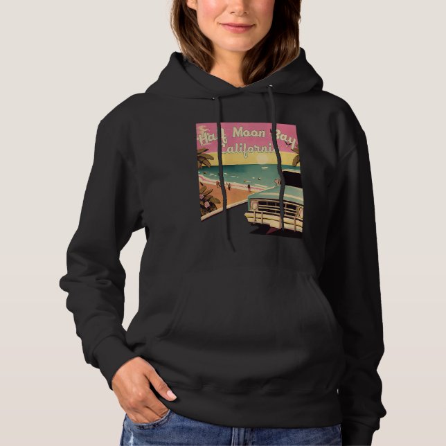 Half Moon Bay Retro Beach Vacation Souvenir Califo T Shirt (Framsida)