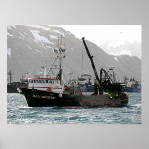 Half Moon Bay som fiskar trawleren i holländsk Poster