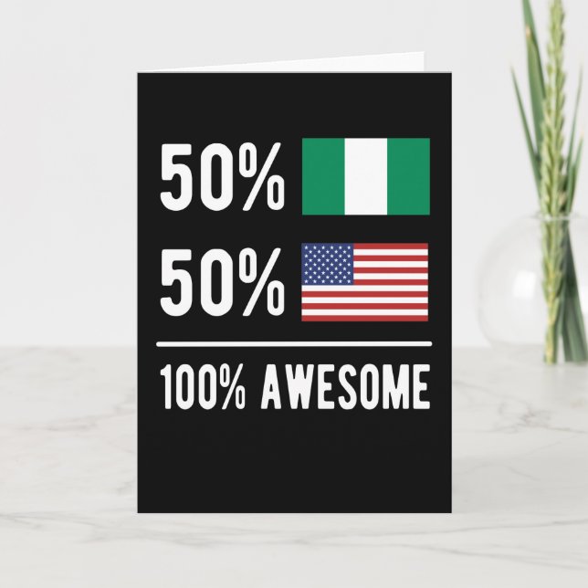 Half Nigerian Half American Flag Nigeria USA Kort (Framsida)