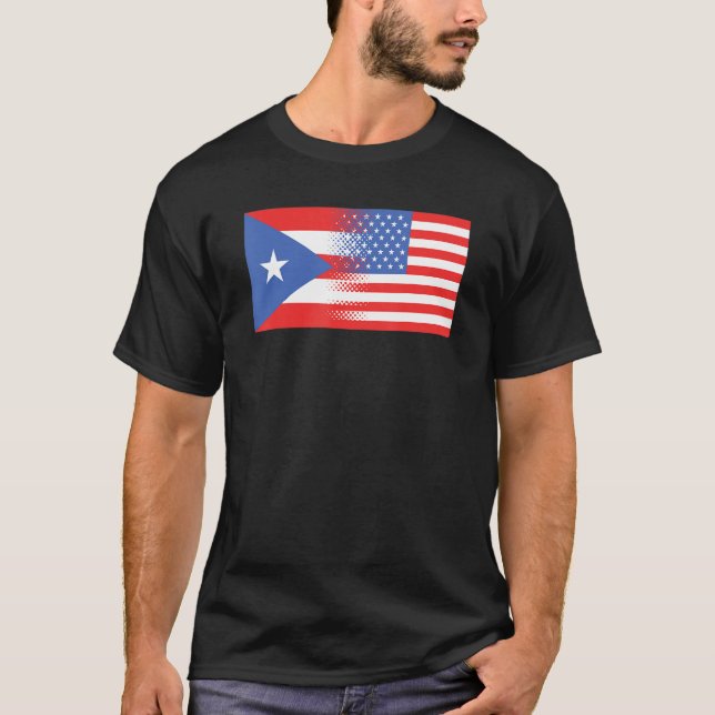 Half Puerto Rican Half American Flag Puerto Rico U T Shirt (Framsida)