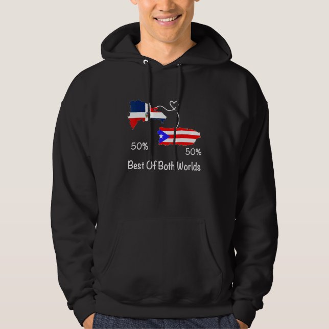 Half Puerto Rican Half Dominican Flag Map Combined Hoodie (Framsida)