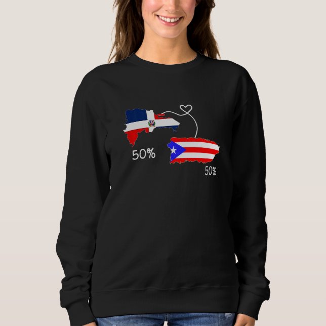 Half Puerto Rican Half Dominican Flag Map Combined T Shirt (Framsida)
