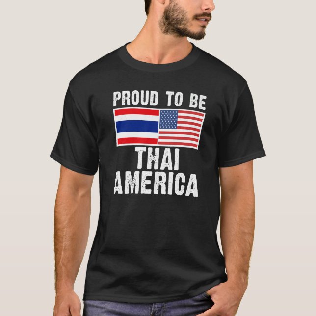 Half thai Half American  Thailand Flag T Shirt (Framsida)