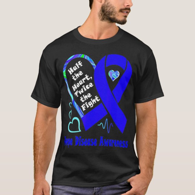 Half The Heart Twice The Fight Pompe Disease Aware T Shirt (Framsida)