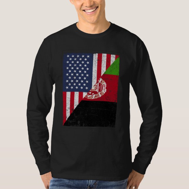 Half USA Flag Half Afghanistan Flag American Afgha T Shirt (Framsida)