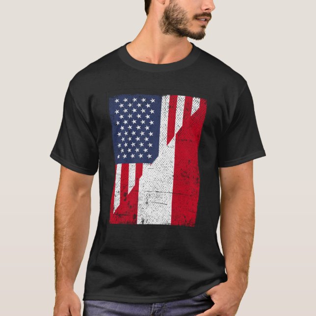Half USA Flag Half Austria Flag American Austrian T Shirt (Framsida)