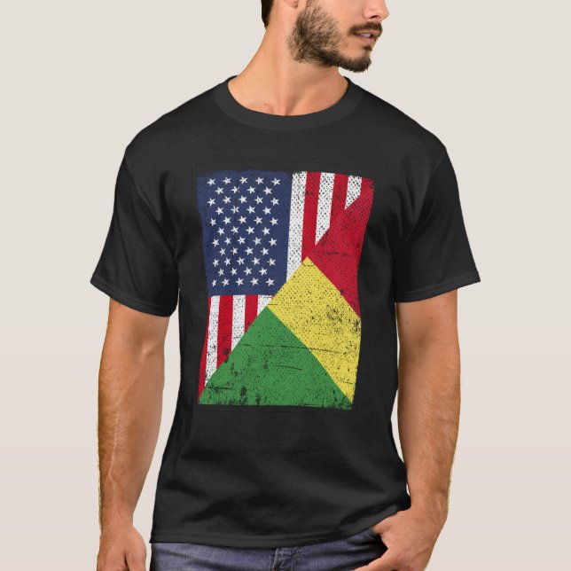 Half USA Flag Half Congo Flag American Congolese T Shirt (Framsida)