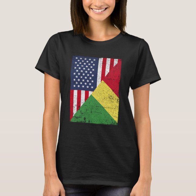 Half USA Flag Half Congo Flag American Congolese T Shirt (Framsida)