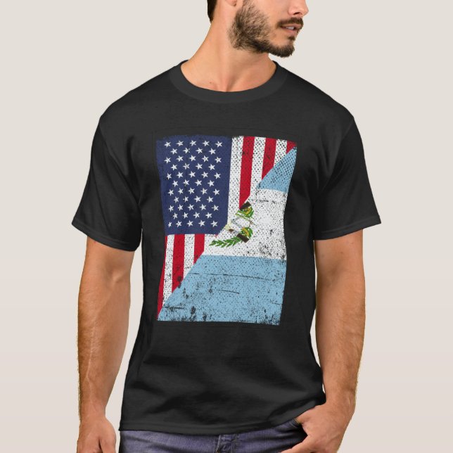 Half USA Flag Half Guatemala Flag American Guatema T Shirt (Framsida)
