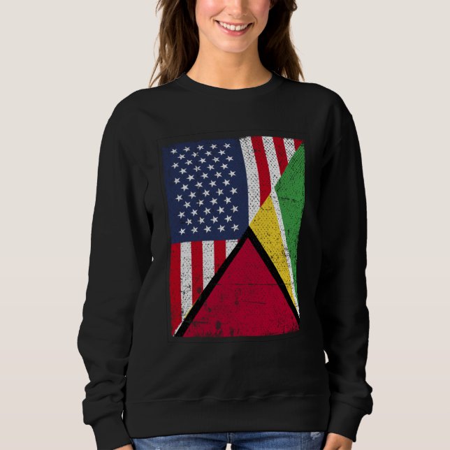 Half USA Flag Half Guyana Flag American Guyanian T Shirt (Framsida)