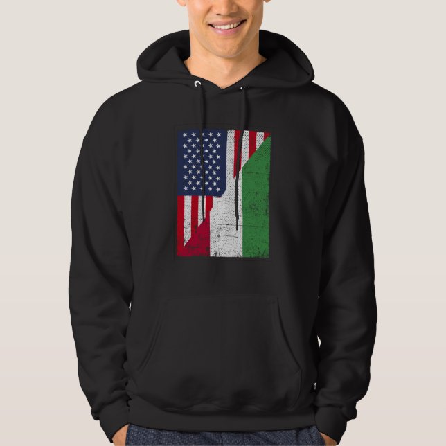 Half USA Flag Half Hungary Flag American Hungarian Hoodie (Framsida)