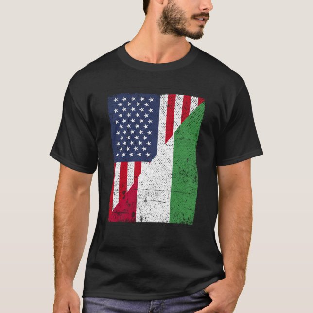 Half USA Flag Half Hungary Flag American Hungarian T Shirt (Framsida)