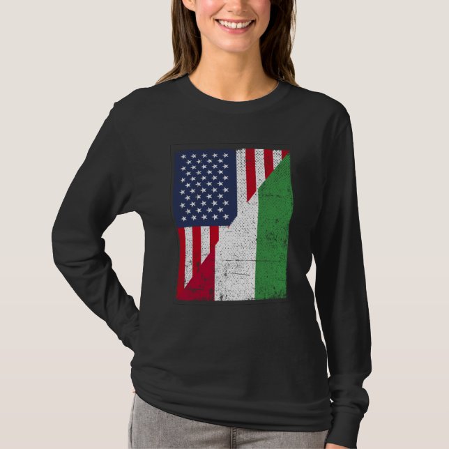 Half USA Flag Half Hungary Flag American Hungarian T Shirt (Framsida)