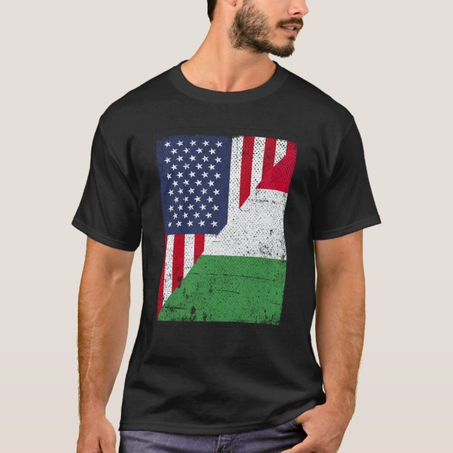 Half USA Flag Half Italy Flag American Italian T Shirt (Framsida)