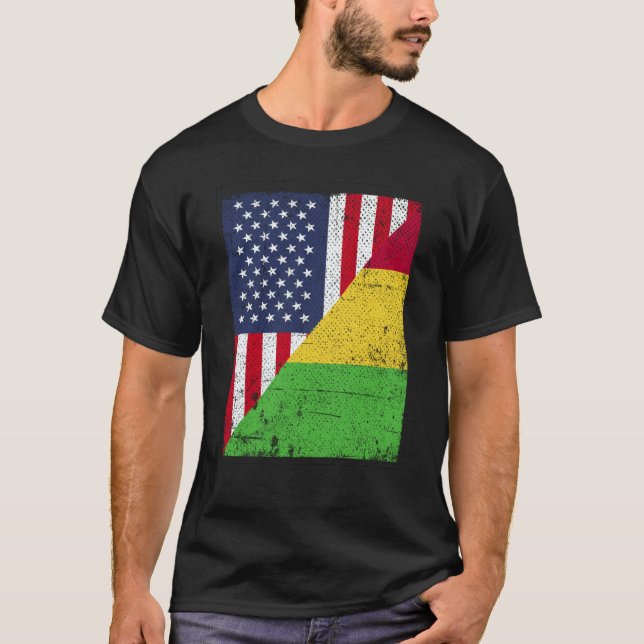 Half USA Flag Half Mali Flag American Malian T Shirt (Framsida)