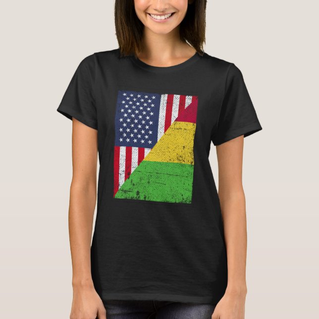 Half USA Flag Half Mali Flag American Malian T Shirt (Framsida)