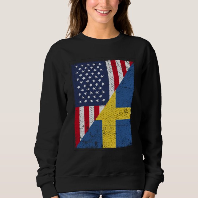Half USA Flag Half Sweden Flag American Swedish T Shirt (Framsida)