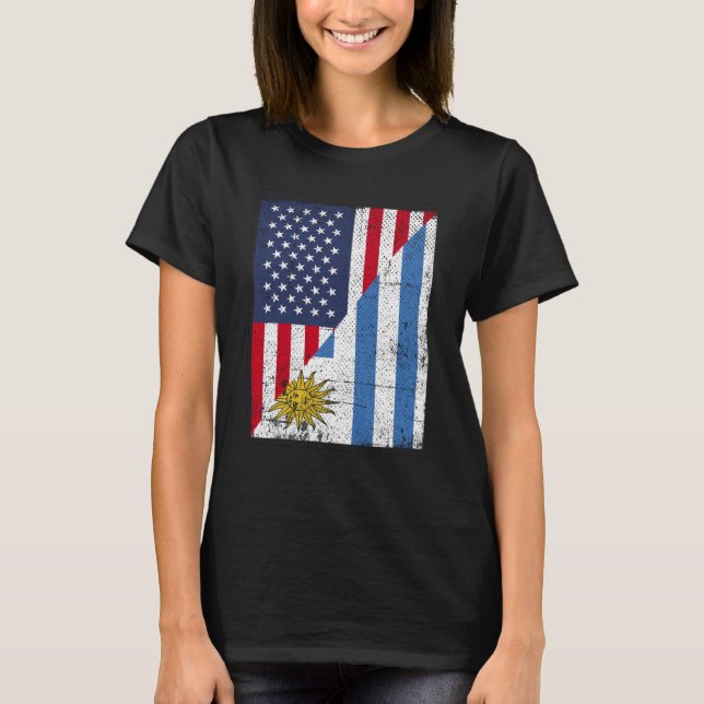 Half USA Flag Half Uruguay Flag American Uruguayan T Shirt (Framsida)