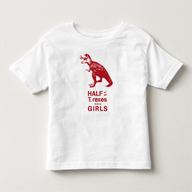 "Hälften av alla T. rexes var flickor" Raglan Tee (Framsida)