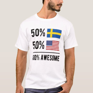 Hälften av den svenska halvamerikanska Sverigen U T Shirt