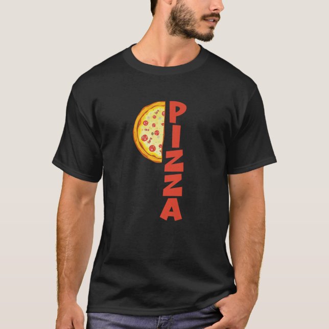 Hälften av ett segment av Pizza Foodie Italienska  T Shirt (Framsida)