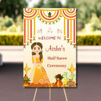Hälften av Saree-välkomstskylt Halff sari Välkomst Poster
