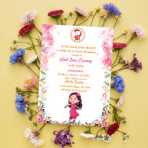 Hälften Saree Ritu Kala Samskara-inbjudan